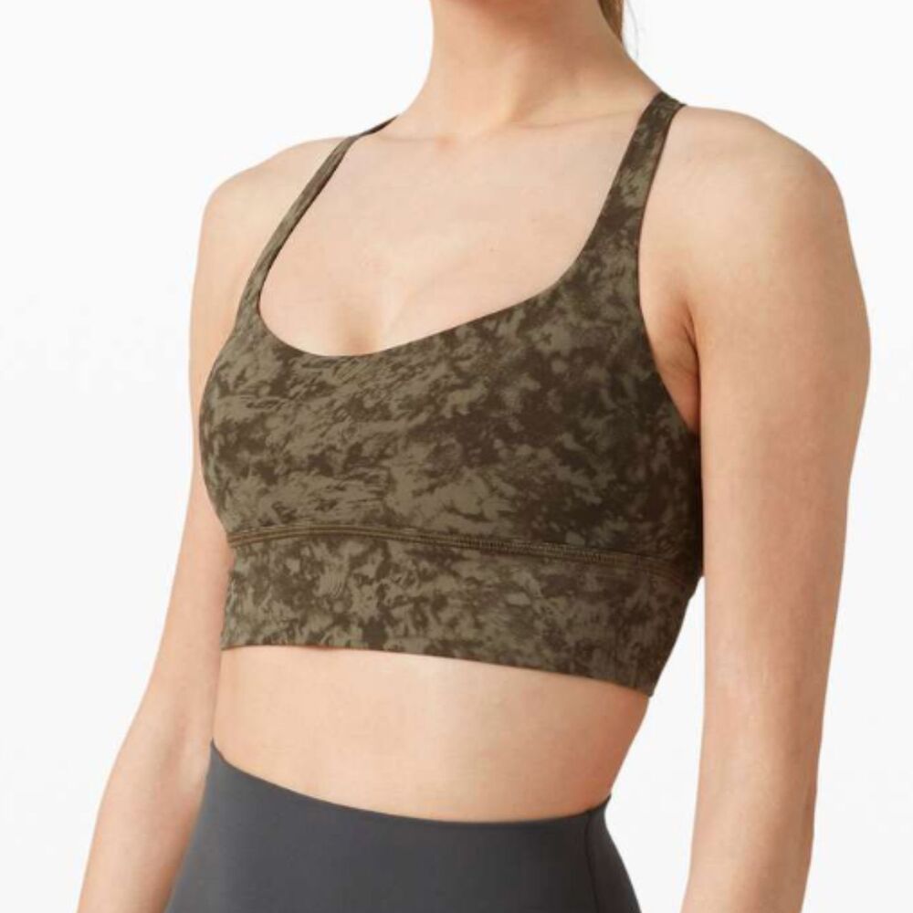 Lululemon Free to Be Long-Line Bra Wild Light Support Olive Dark Olive Size 4